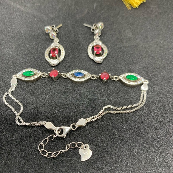 Sterling Silver 925 Set Bracelet and earrings - Picture 3 of 5